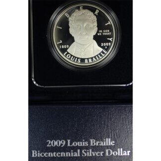 2009 Louis Braille Bicentennial Silver Dollar Proof OGP