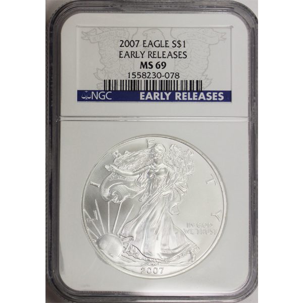 2007 Silver Eagle Early Release NGC MS69
