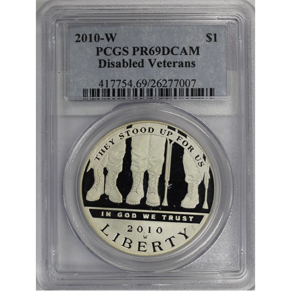 2010-W Disabled Veterans PCGS PR69 DCAM Silver Dollar