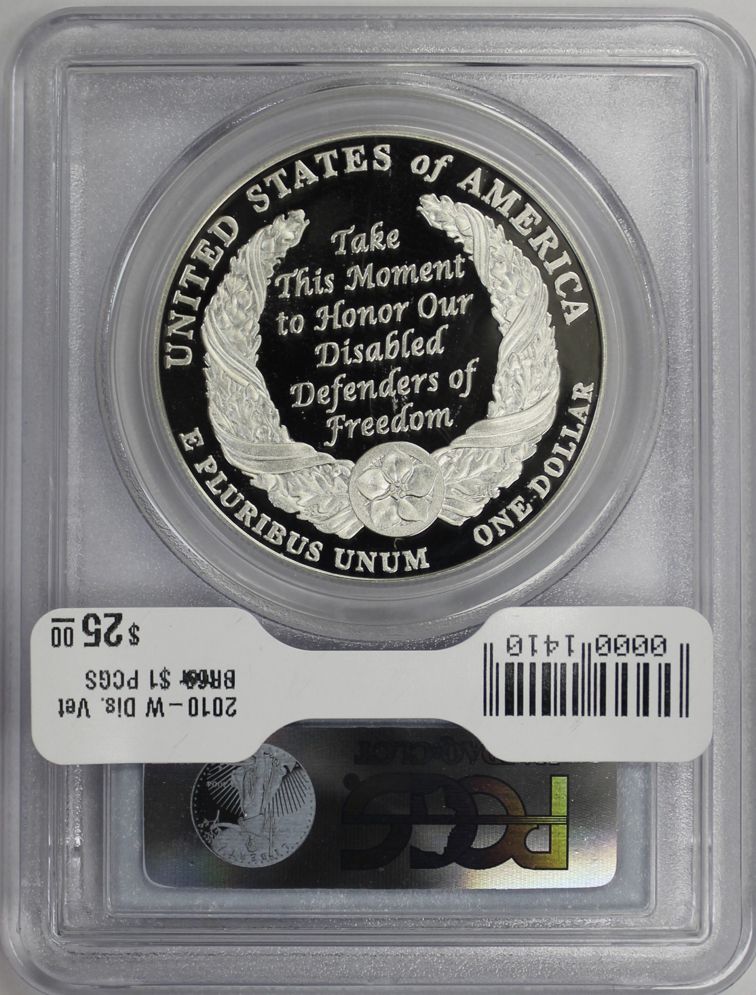 2010-W Disabled Veterans PCGS PR69 DCAM Silver Dollar - Image 3