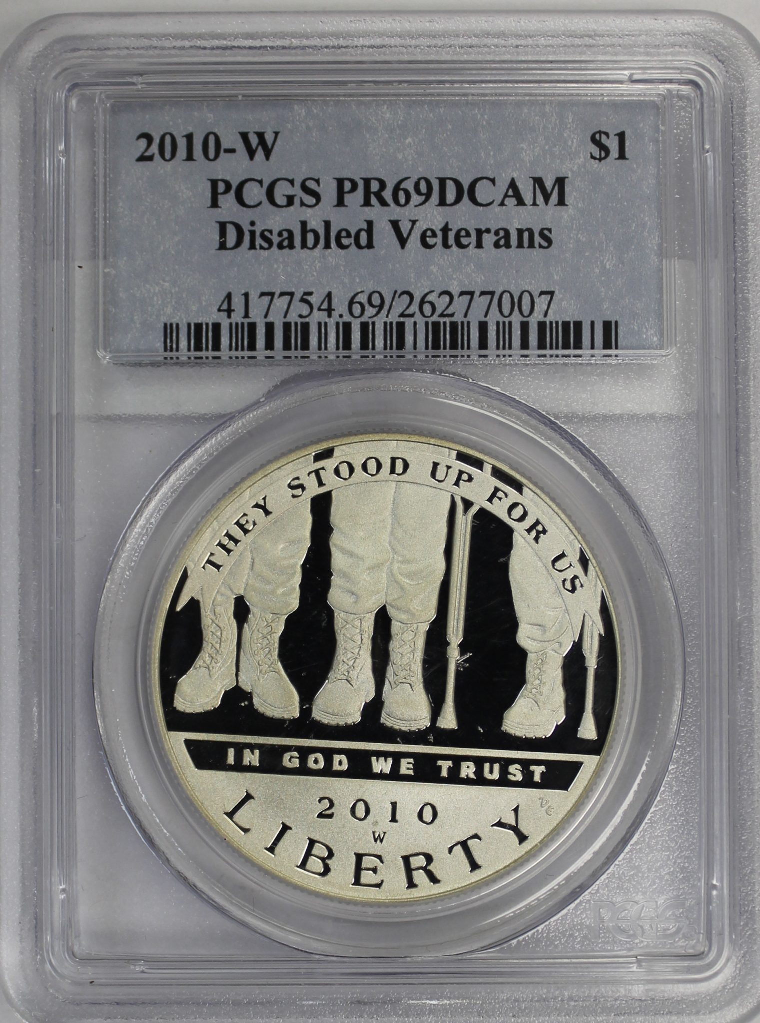 2010-W Disabled Veterans PCGS PR69 DCAM Silver Dollar - Image 2