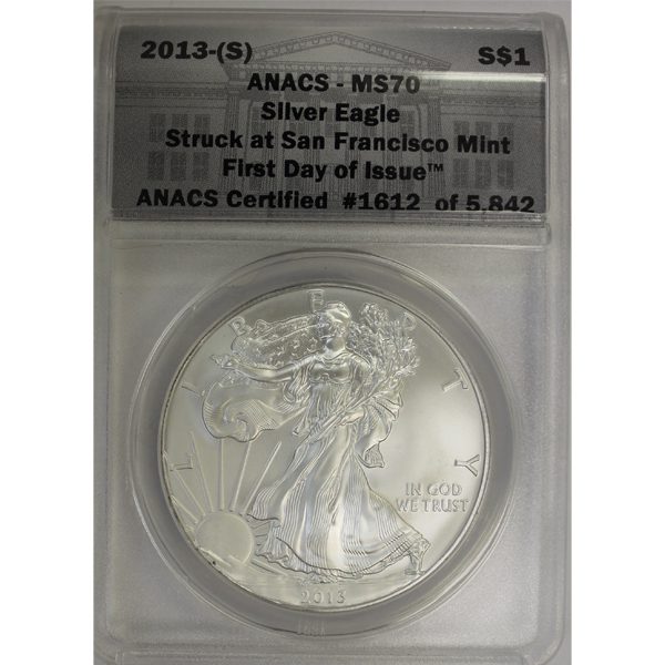 2013-S Silver Eagle FDR ANACS MS70