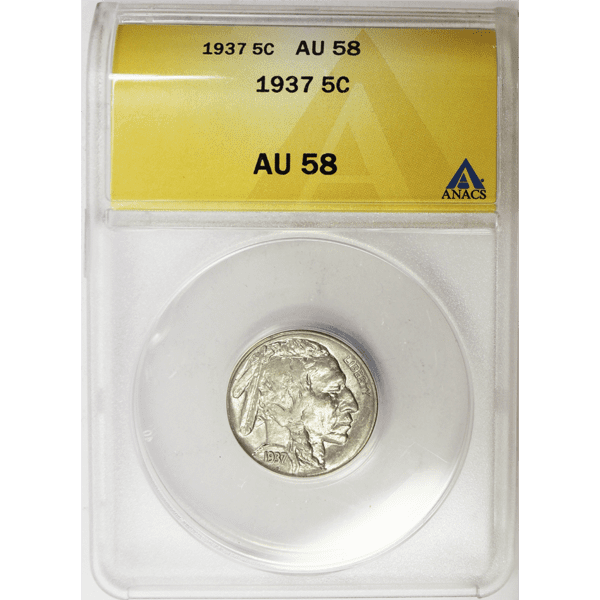 1937 Buffalo Nickel ANACS AU58