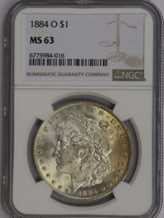 1884 O Morgan Dollar NGC MS63 Attractive Toning Cert #6775984-016