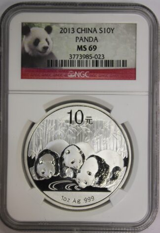 2013 China Silver Panda 10Y - 1 OZ .999 Fine Silver - NGC MS69