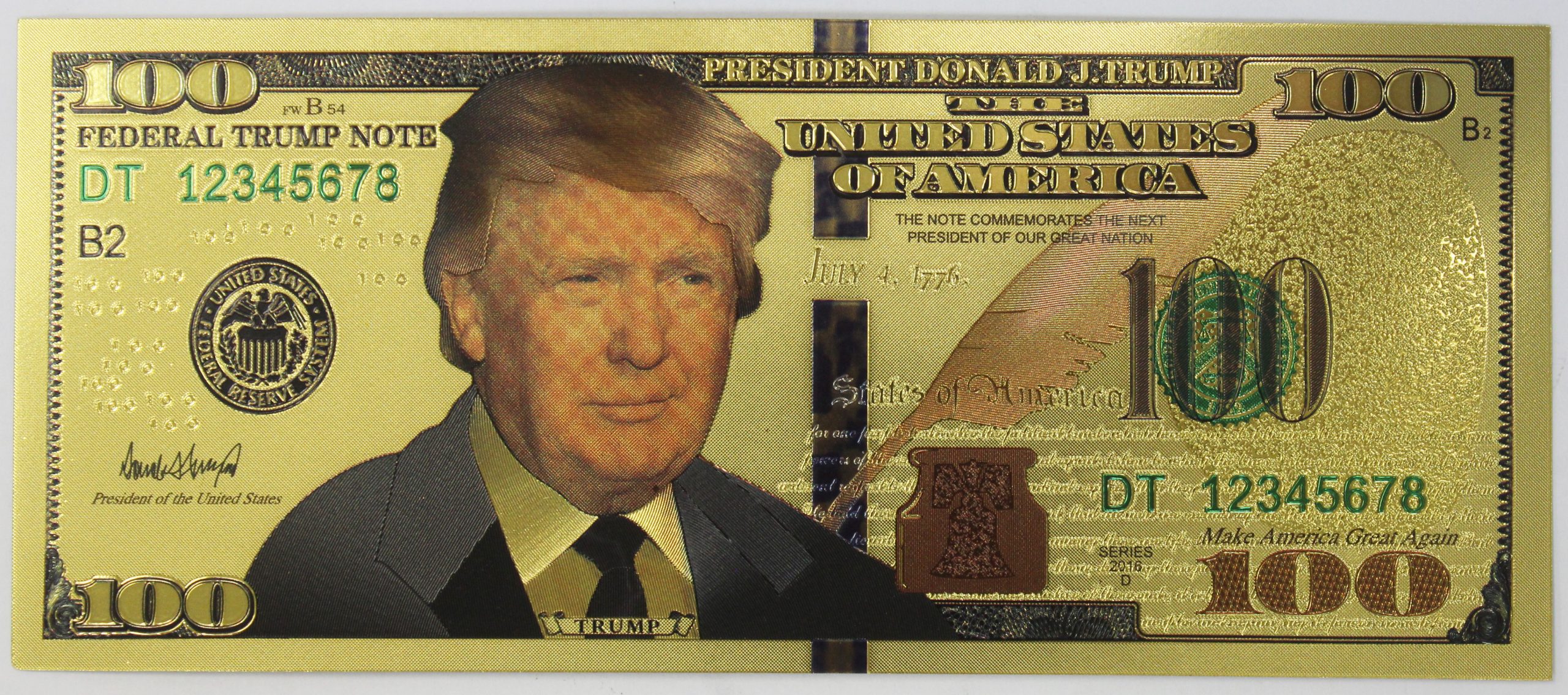 Trump $100 Currency Gold 24kt Leaf
