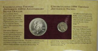 1994 Thomas Jefferson Coinage & Currency Set w/ 1994 Matte Finish Nickel & $2 Note OGP