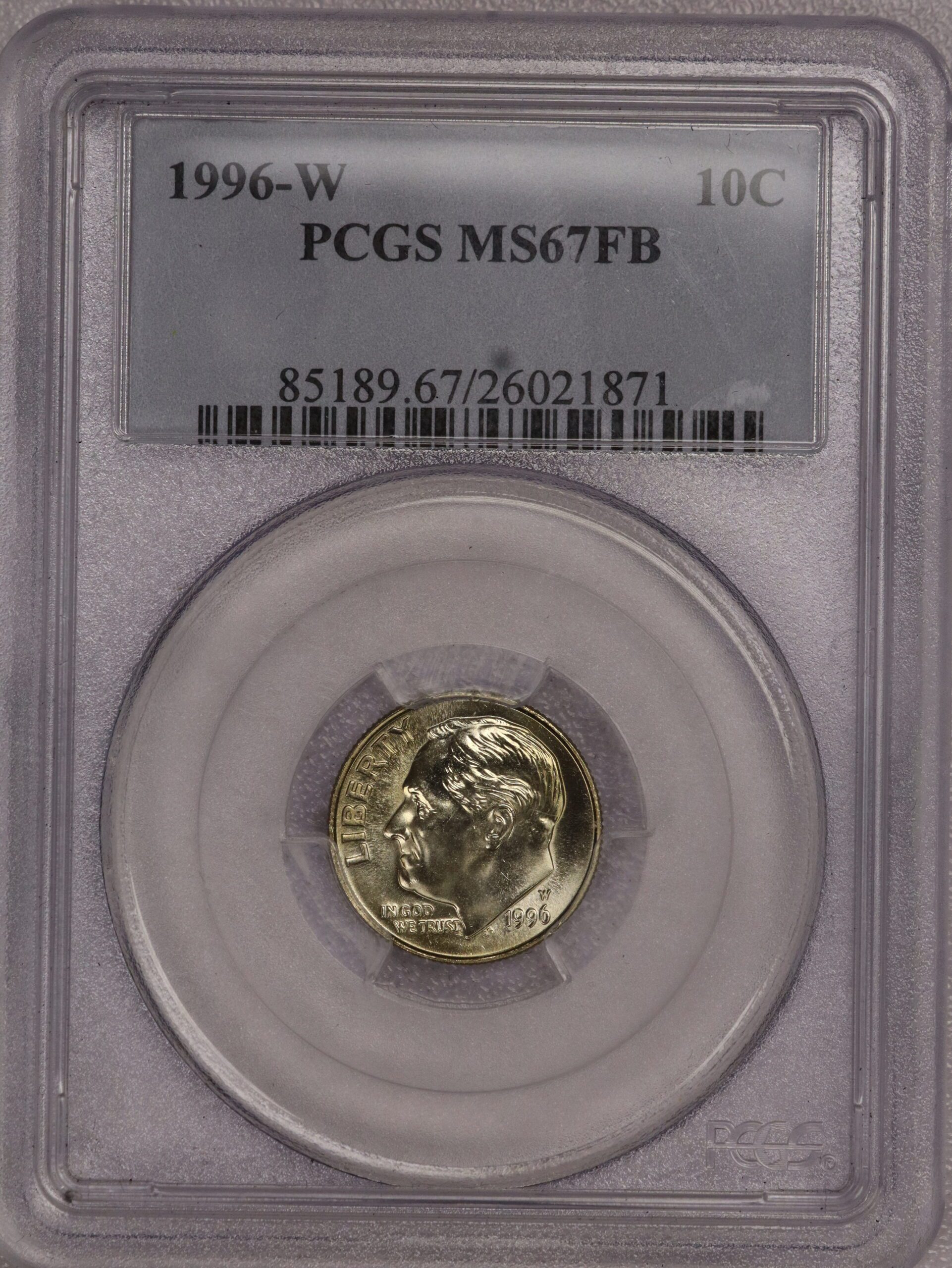 1996 W Roosevelt Dime MS67 FB PCGS (West Point)