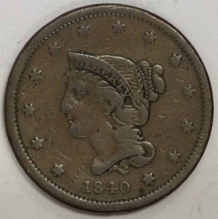 1840 Braided Hair Large Cent VG