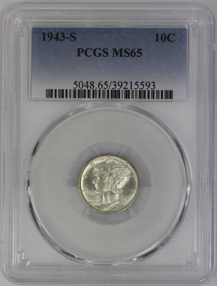 1943 S Mercury Dime NGC MS65