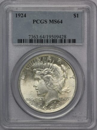 1924 Peace Dollar PCGS MS64 Lightly Toned (19509428)