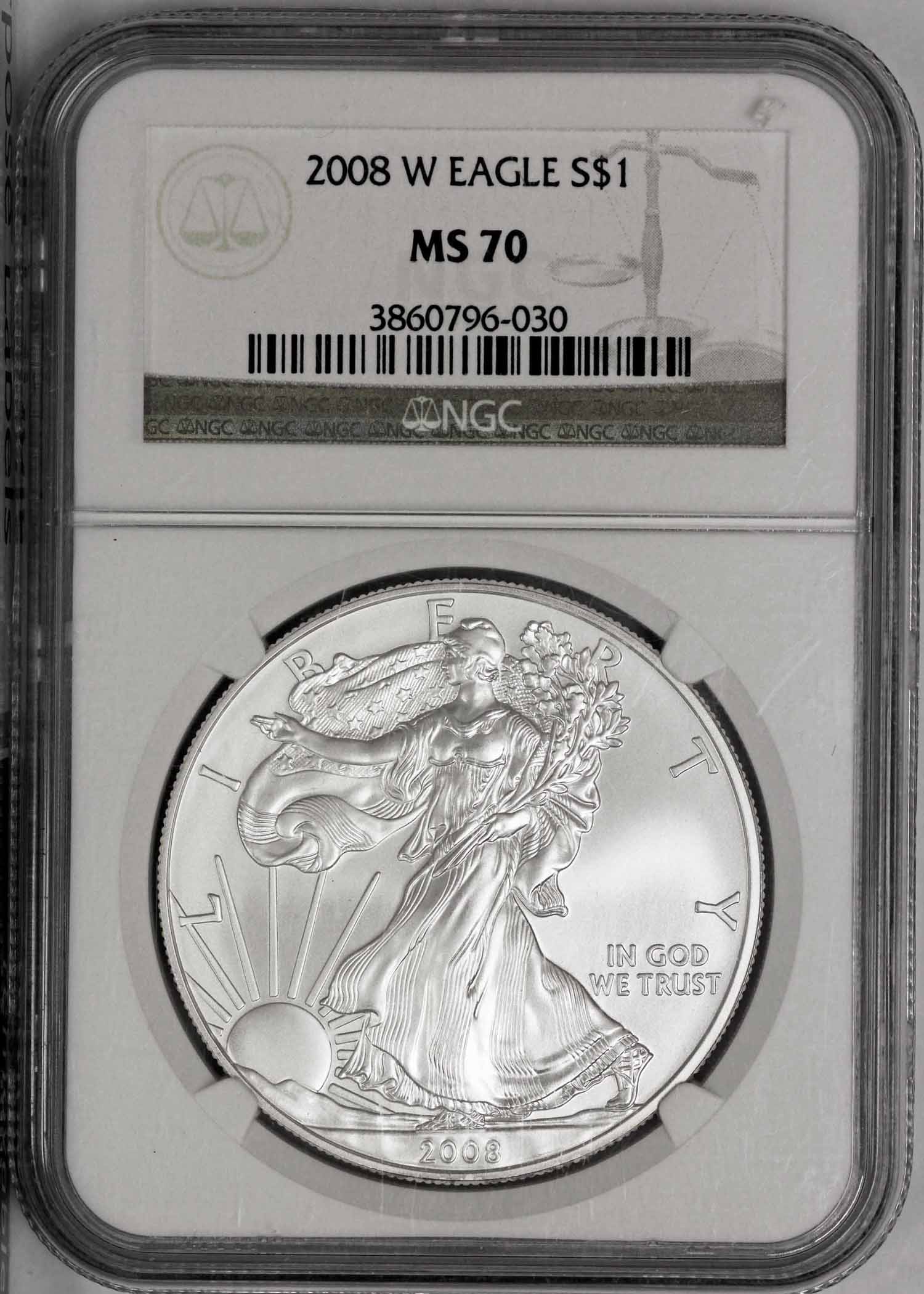 2008 W Silver Eagle NGC MS70