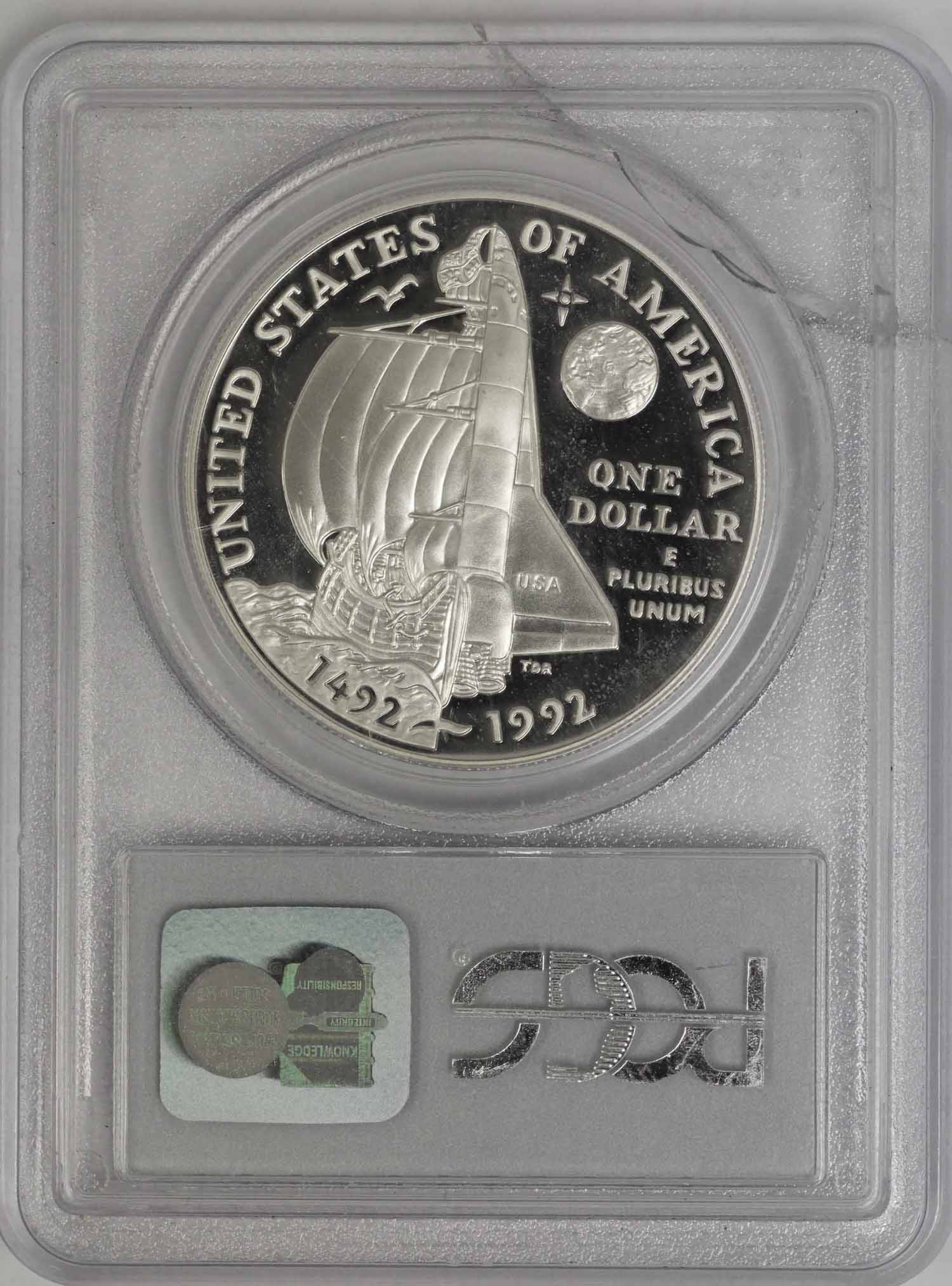 1992 Columbus Quincentenary Commemorative PR69 PCGS Slabbed Is Cracked - Image 2