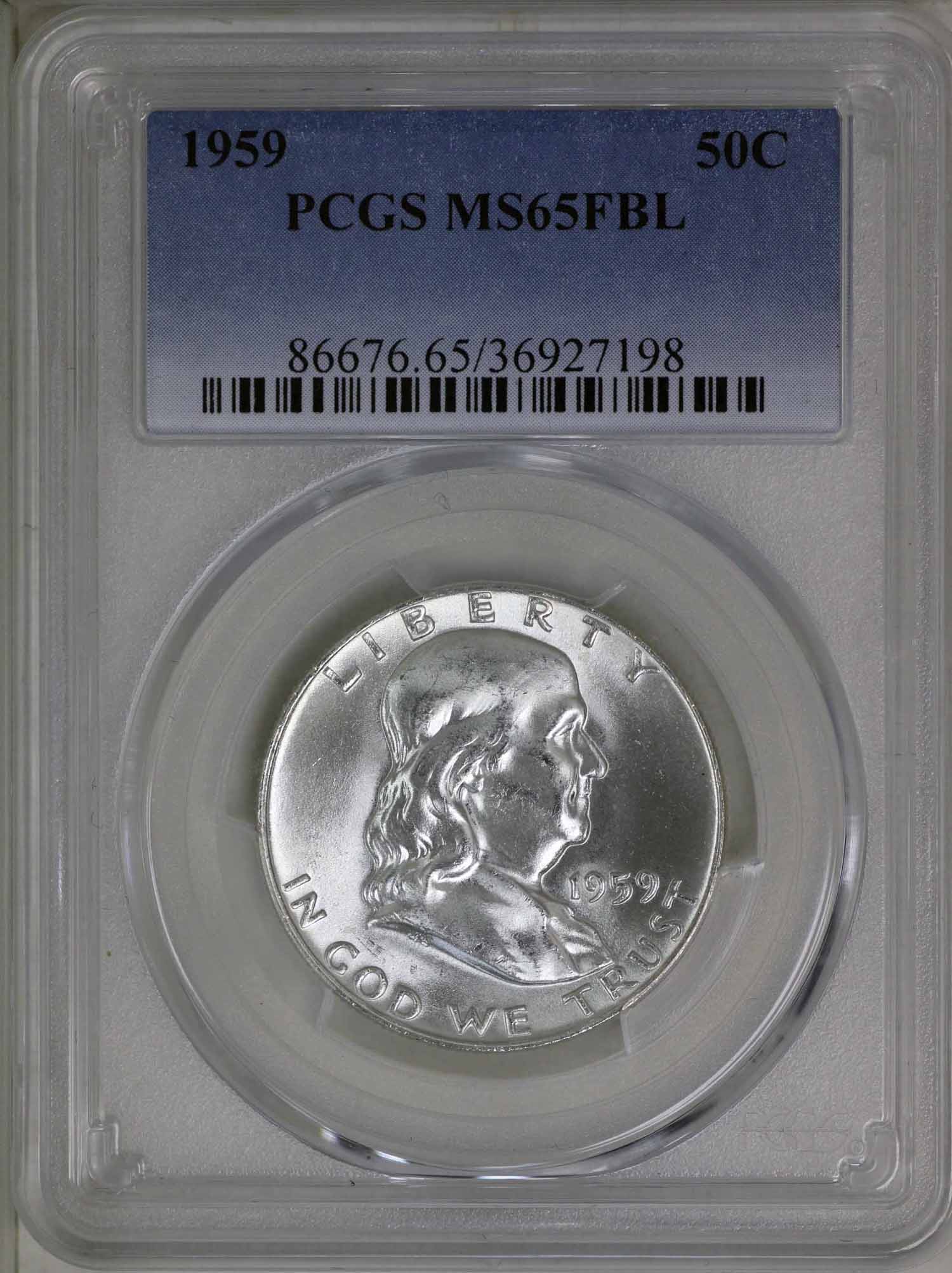 1959 Franklin Half Dollar PCGS MS65 FBL