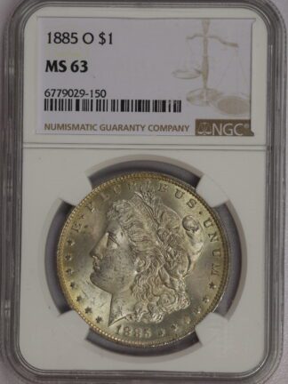 1885 O Morgan Dollar NGC MS63 Cert# 6779029-150 Obverse Toned