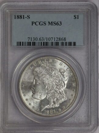 1881 S Morgan Dollar PCGS MS63 Cert #10712868
