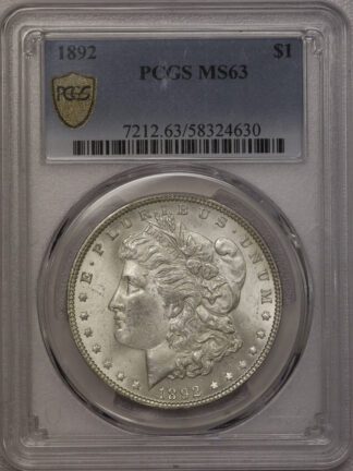 1892 Morgan Silver Dollar MS63 PCGS