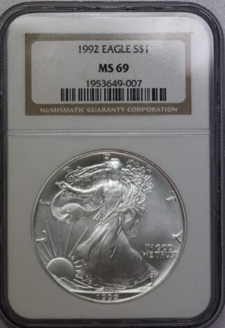 1992 Silver Eagle NGC MS69 Brown Label