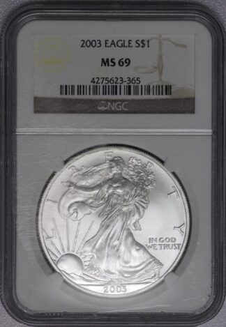 2003 Silver Eagle NGC MS69 Brown Label