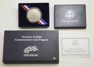 2006 Benjamin Franklin Founding Father UNC Silver Dollar Commemorative OGP