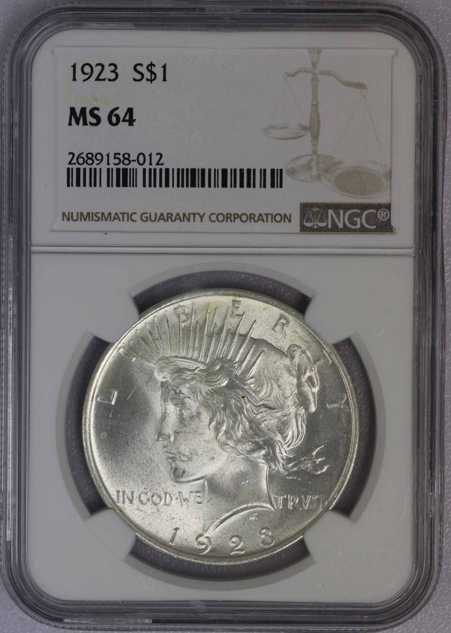 1923 Peace Dollar MS64 NGC