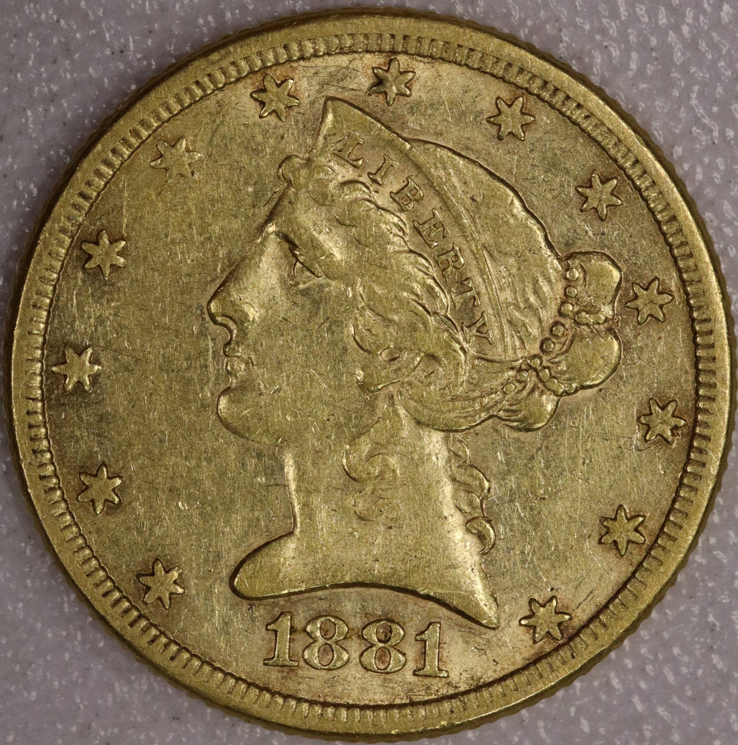 1881 $5 Gold Liberty AU Potentially Cleaned