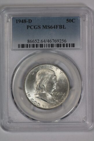 1948 D Franklin Half Dollar PCGS MS64 FBL