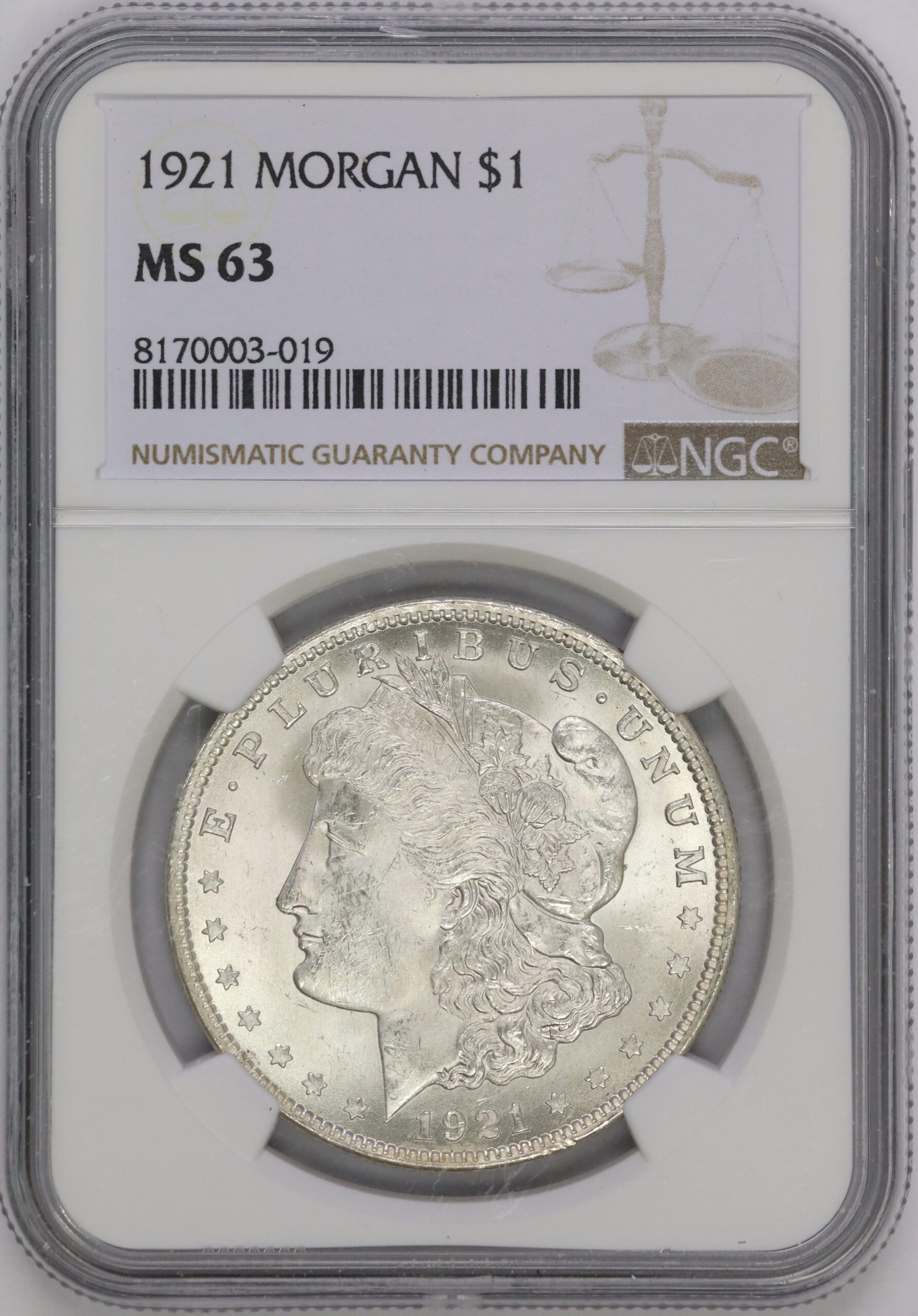 1921 Morgan Dollar NGC MS63