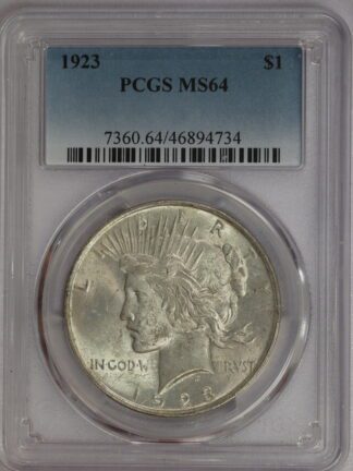 1923 Peace Dollar PCGS MS64 Lightly Toned
