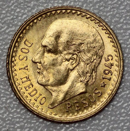 1945 Mexico 2.5 Peso Gold Coin – Portsmouth Coin & Currency Co