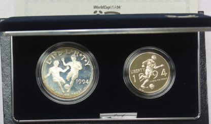 1994 World Cup Soccer 2 Coin Commemorative Proof Set OGP – Silver