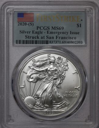 2020 (S) Silver Eagle – Emergency Issue – PCGS MS69 – First Strike