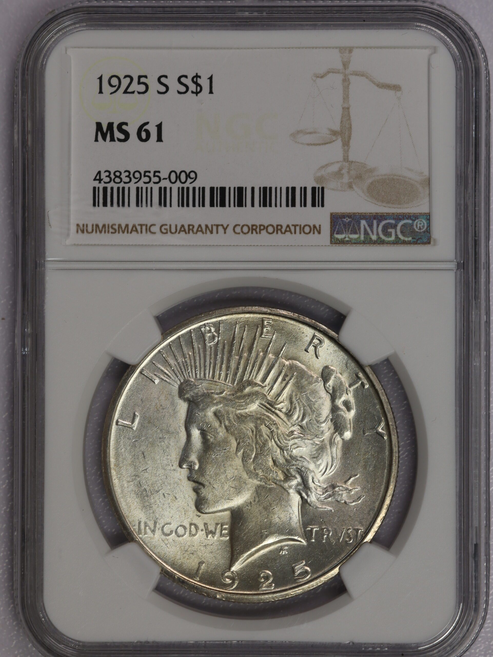 1925 S Peace Dollar NGC MS61
