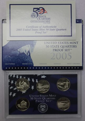 2005 S State Quarter Clad Proof Set - 5 Quarter Clad Set