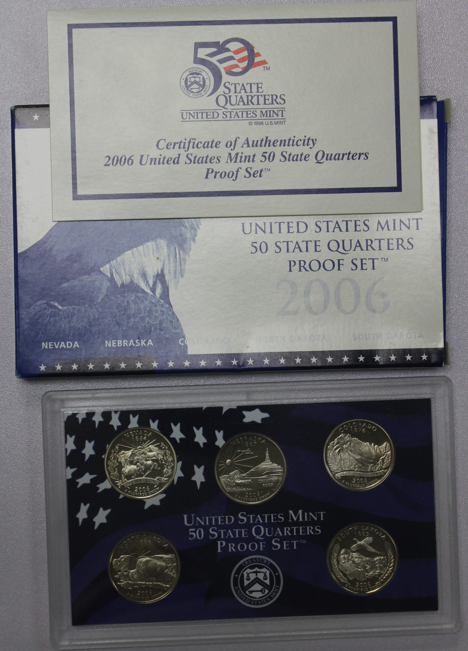 2006 S State Quarter Clad Proof Set - 5 Quarter Clad Set