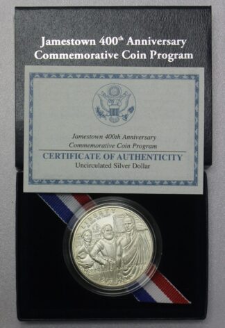 2007 Jamestown 400th Anniversary UNC Commemorative Silver Dollar OGP