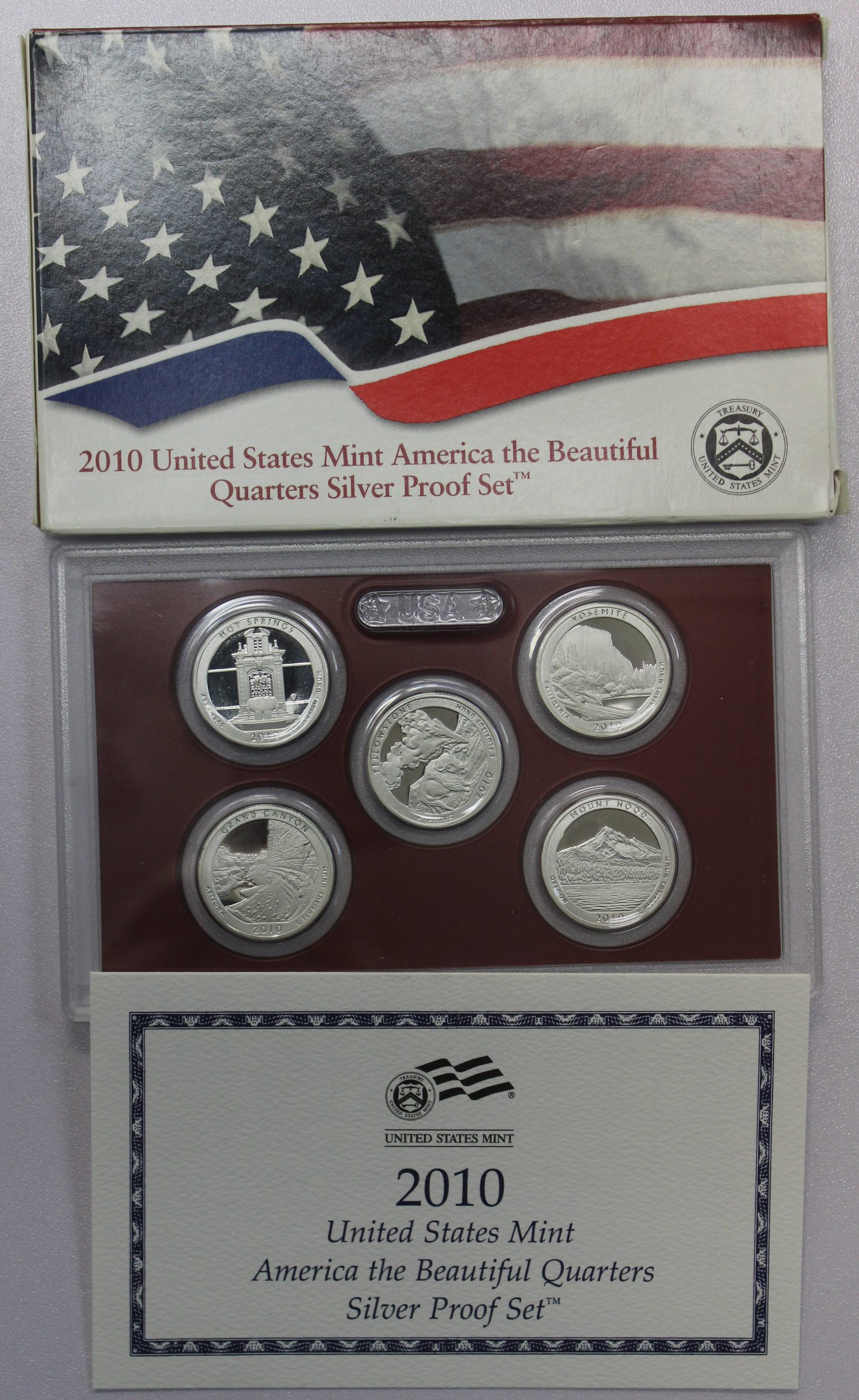2010 America The Beautiful Silver Quarter Proof Set - 5 Coin Set