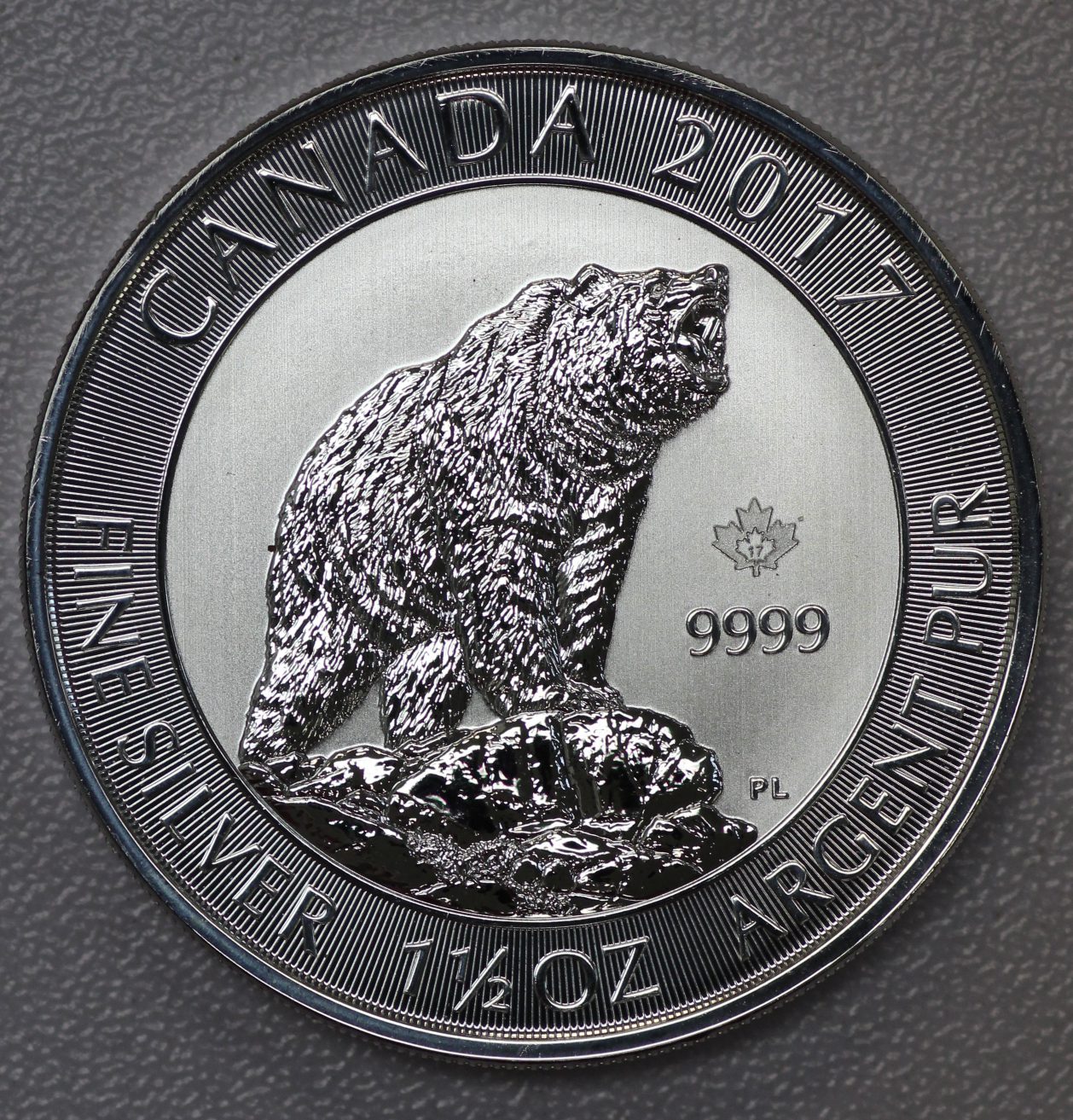 (1) 2017 Canada Grizzly 1 1/2 Oz .9999 Fine Silver