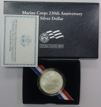 2005 Marine Corps 230th Anniversary UNC Silver Dollar Commemorative OGP