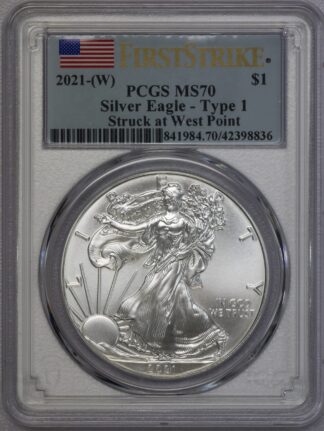 2021 (W) Silver Eagle - Type 1 - PCGS MS70 First Strike - White Holder