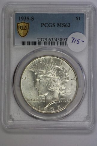1935 S Peace Dollar PCGS MS63