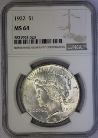 1922 Peace Dollar NGC MS64