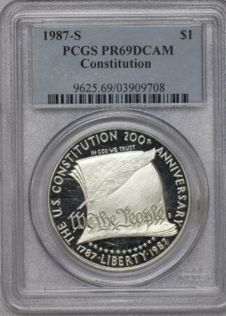 1987 US Constitution Silver Dollar Commemorative PCGS PR69 DCAM