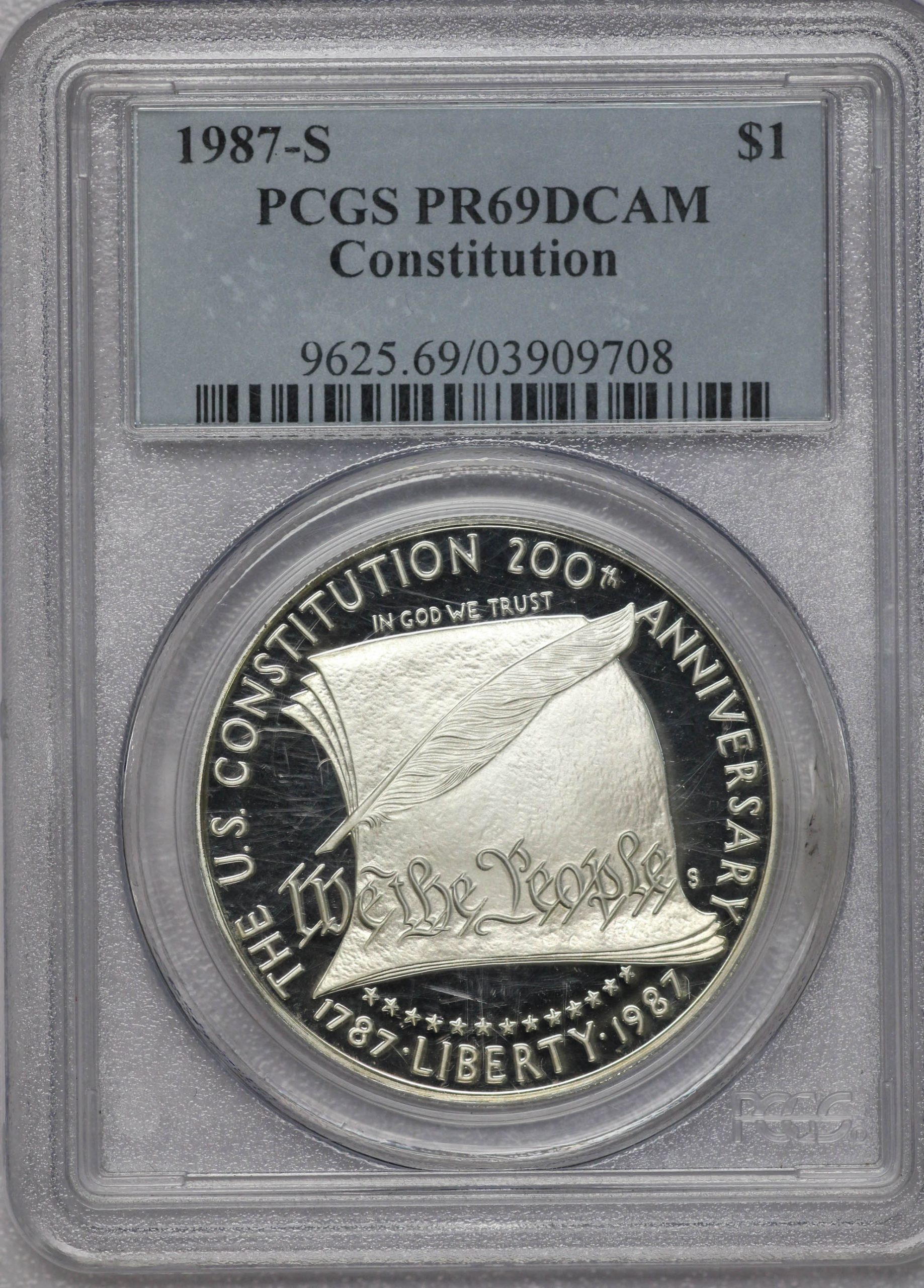 1987 US Constitution Silver Dollar Commemorative PCGS PR69 DCAM