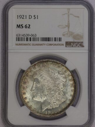 1921 D Morgan Dollar NGC MS62