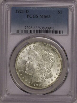 1921 D Morgan Dollar PCGS MS63