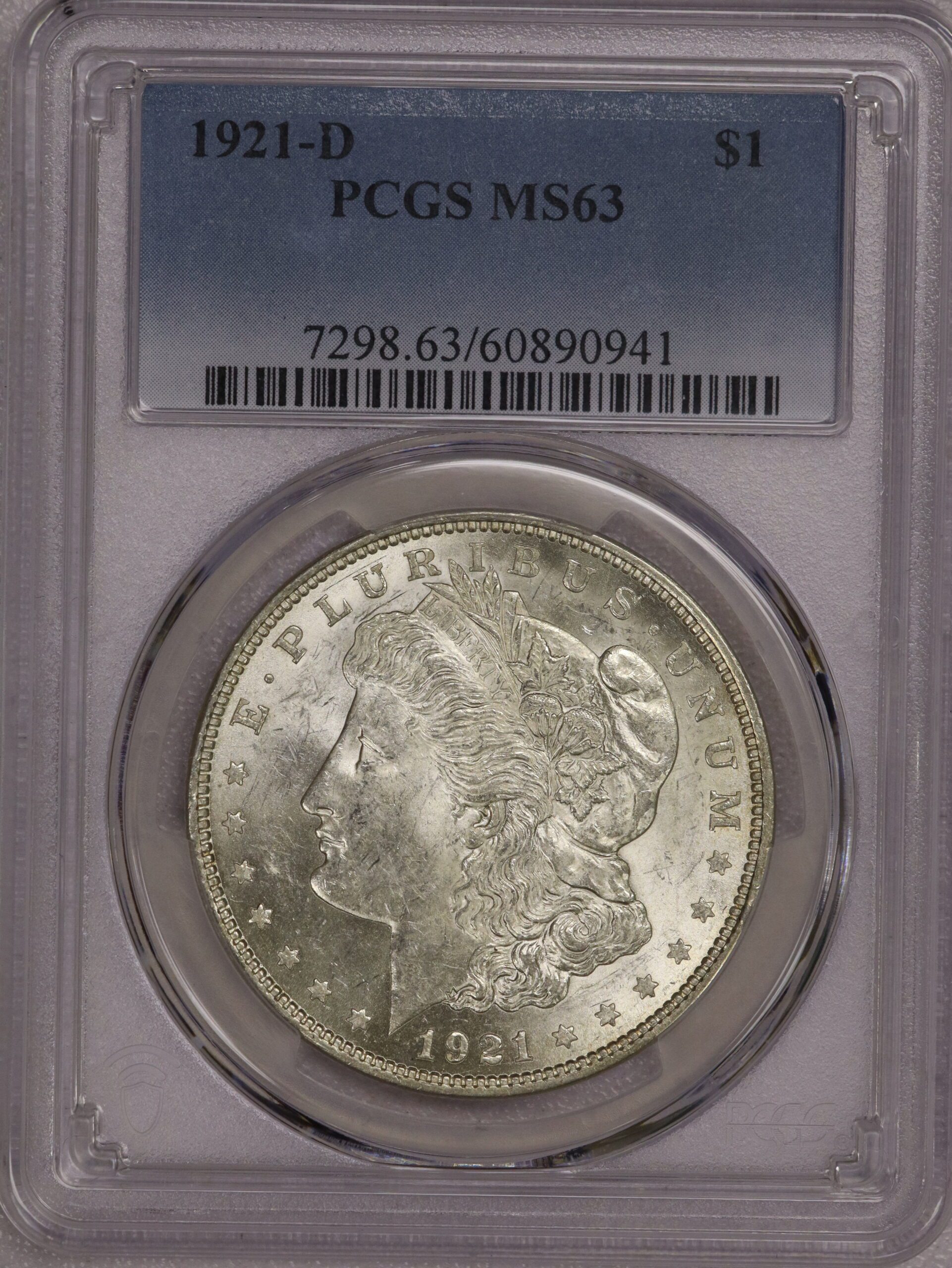1921 D Morgan Dollar PCGS MS63