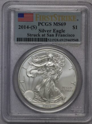 2014 (S) Silver Eagle PCGS MS69 - First Strike Flag Label
