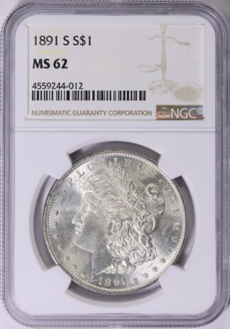 1891 S Morgan Dollar MS62 NGC