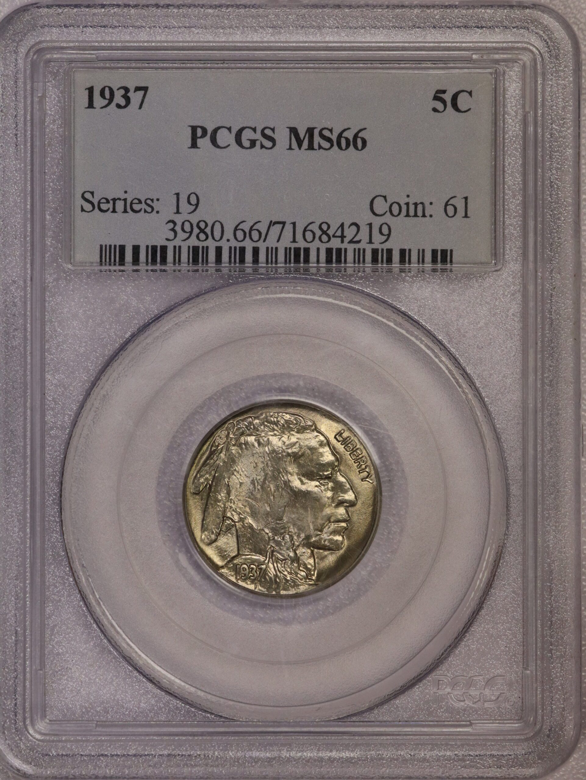 1937 Buffalo Nickel PCGS MS66